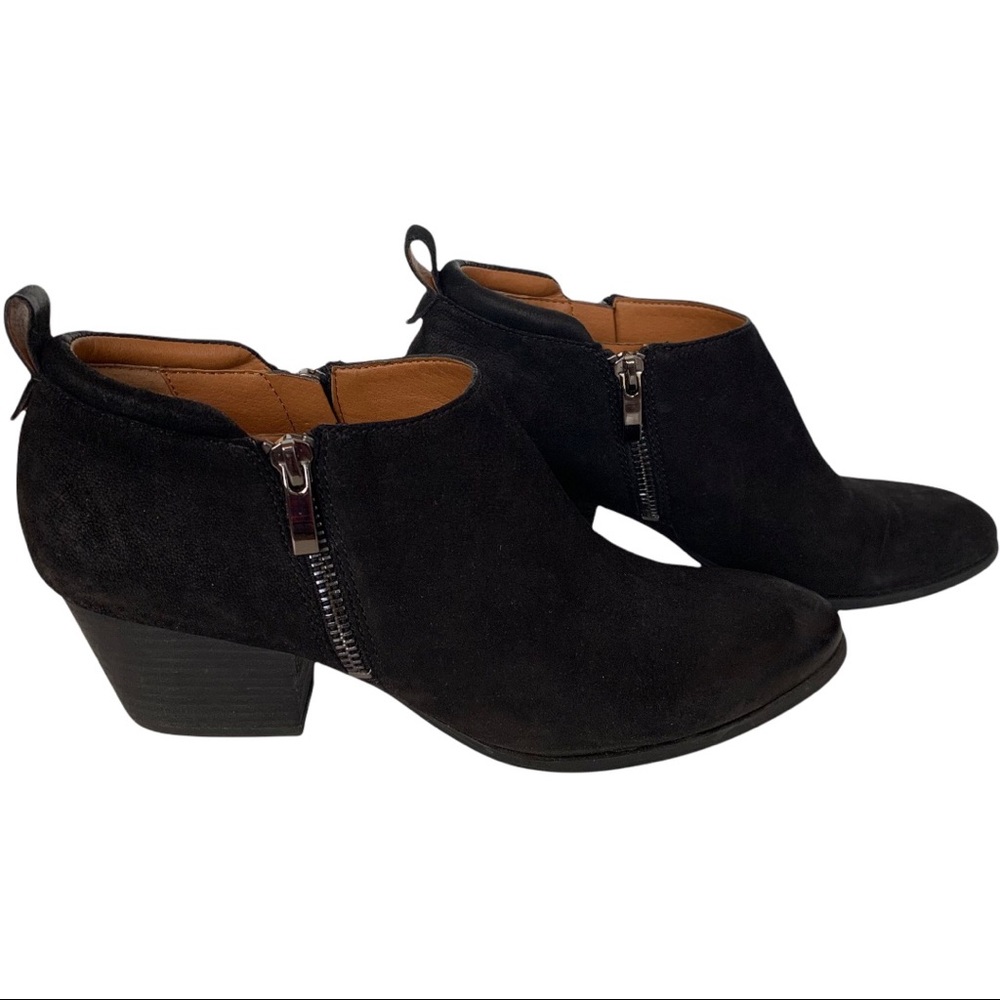 Franco Sarto Leather Block Heel Bootie Zippers